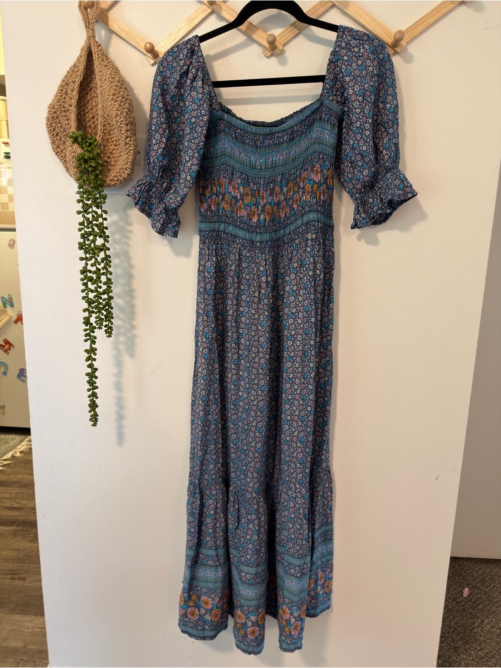 Bohemian Blue Floral Maxi Dress